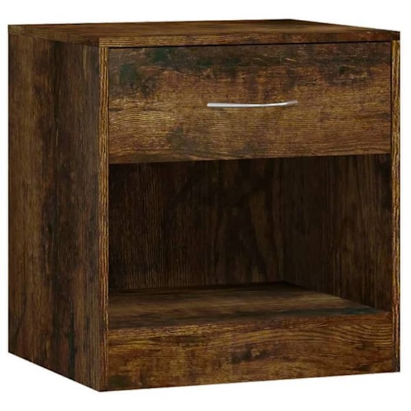 Sæt med 2 sengeborde med skuffe og åbent rum 36,5 x 30,5 x 38 cm engineering træ brun DEC034844 kastanj