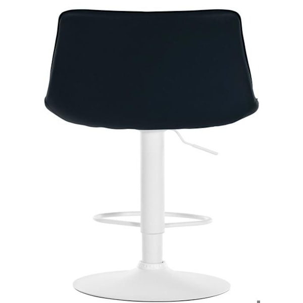 Barstol x1 højdejusterbar 360° drejelig sort PVC sæde lodret syning hvid metalfod 10_0005425 Vit