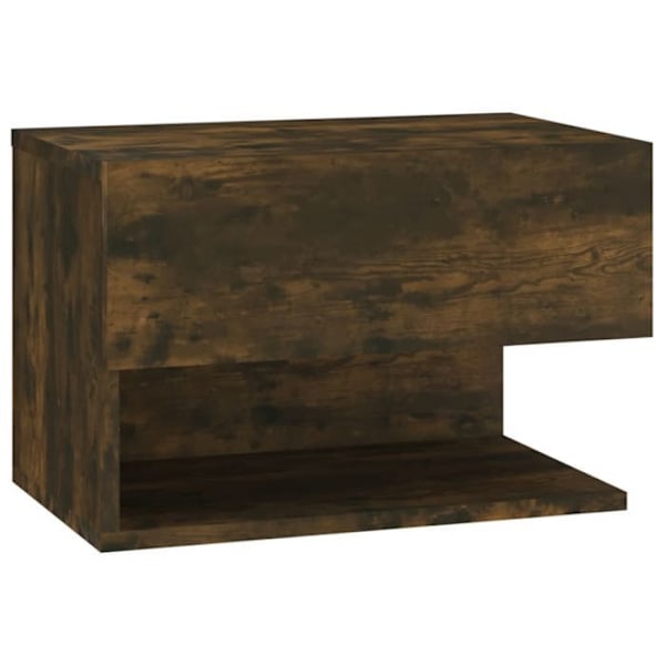 Væghængt natbord med hylde og skuffe 46 x 29,5 x 30 cm i brunt ingeniørtræ DEC034248 kastanj