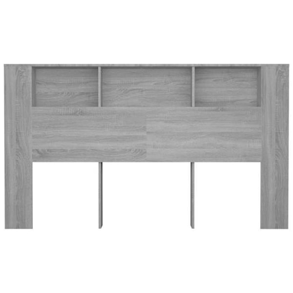 Hovedgærde med opbevaring, tilbehør til seng, natbord, hylde 180 x 18,5 x 104,5 cm MDF grå TDL0200006