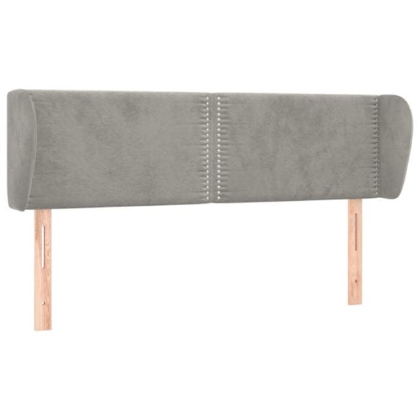 Hovedgærde til seng, soveværelse, møbel med sidekant 147 x 23 x 78/88 cm, lys grå velour TDL02052 Grå