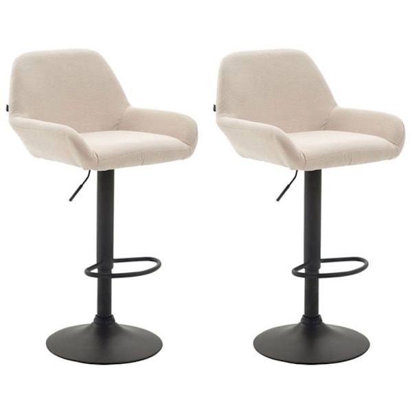 Barstole - Décoshop26 - TDB10226 - Creme stof - Sorte metal trumpetben - Justerbar 360° Grädde