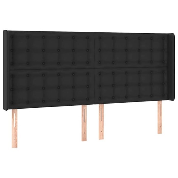 Huvudgavel - Möbel - Knappt - Syntetläder svart - 203x16x118/128 cm - Klassisk stil Svart