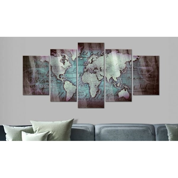 Acrylic glass wall decoration canvas map motif world bronze II 100x50 cm TVA110172