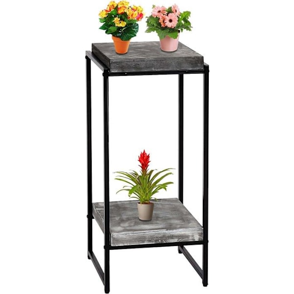 Tabellstödd växt, blomsterehylla, sidobord i metall MDF mörkgrå 82