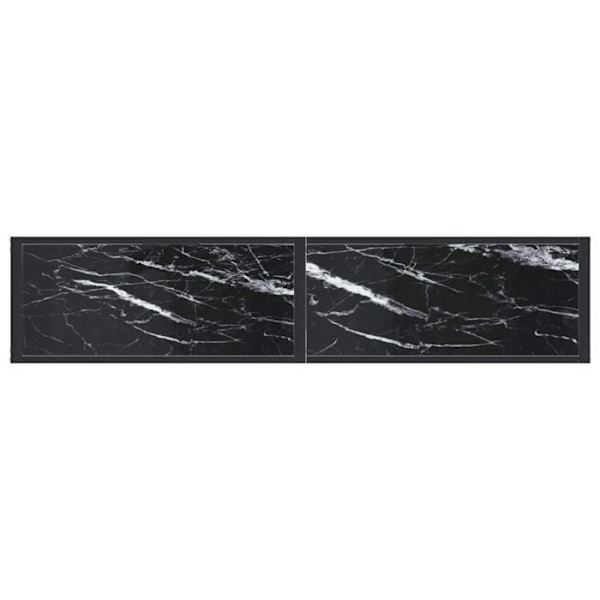 Moderne entrekonsol møbel, aflastningsbord 160 x 35 x 75,5 cm, hærdet glas med sort marmorudseende og stål DEC032034 Svart