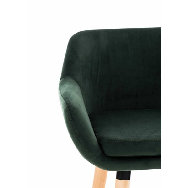 Bar lounge taburet x1 skandinavisk design med grøn fløjlssæde, træben og metalfodstøtte 10_0004911 kastanj