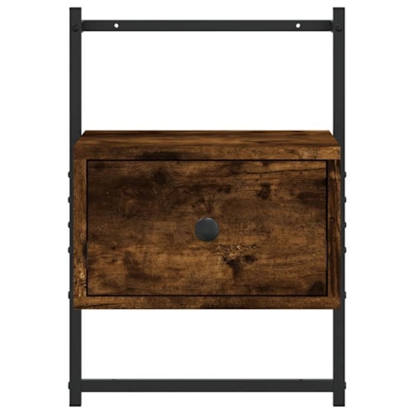Væghængt natbord med skuffe 35 x 30 x 51 cm ingeniørtræ i brun og metal DEC034253 kastanj