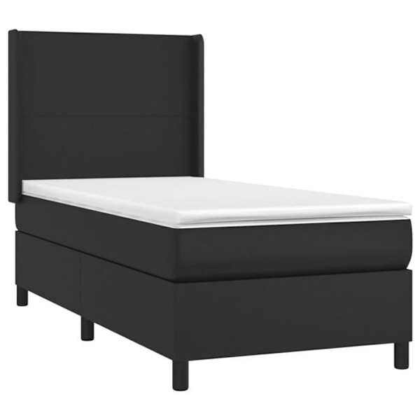 LED sengestel - Uspecificeret - 80x200 cm - Syntetisk læder sort - 1 plads - Moderne design Svart