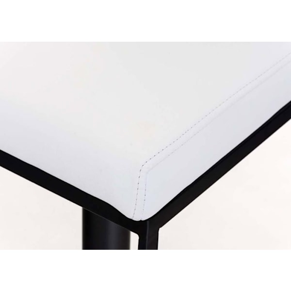 Barstol x1 med fodstøtte, firkantet metalbase i sort, sæde i hvid PVC 10_0005301 Vit