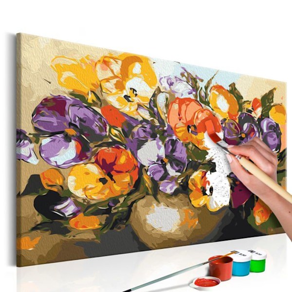 Självmålande tavla färg enligt nummer mönster Blomma i en vas 60 x 40
