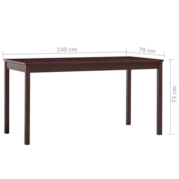 Moderne design spisebord 140 x 70 x 73 cm mørkebrun fyrretræ DEC036871 kastanj