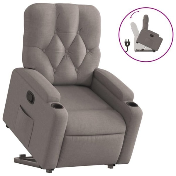 Fauteuil relax TV med behagelig polstring, elektrisk løft i taupe stof DEC028204 Guld