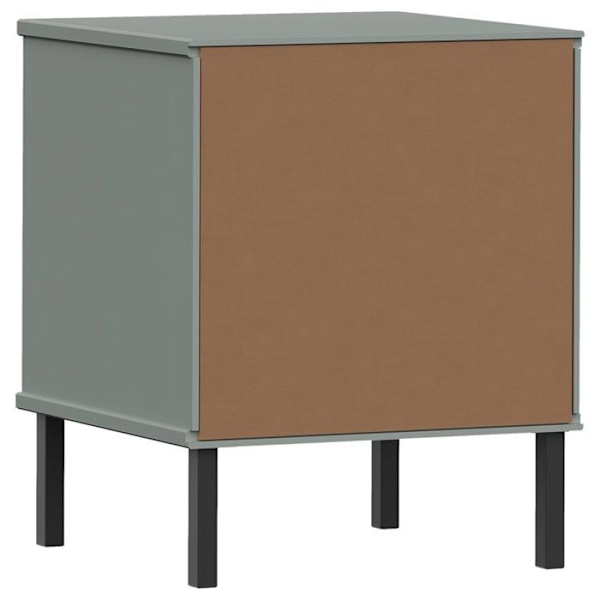 Natteskab med 2 skuffer og metalben 40 x 35 x 48,5 cm i massiv grå fyrretræ DEC033243 kastanj
