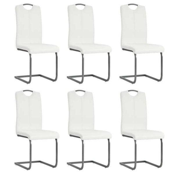 Matstolar - Design - Set med 6 - Konstläder - Metall - Vit Vit