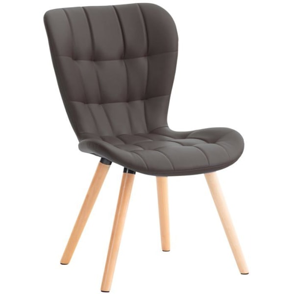 Matstol x1 hög rygg med dekorativa sömmar, sits i brun PVC 10_0002213 kastanj