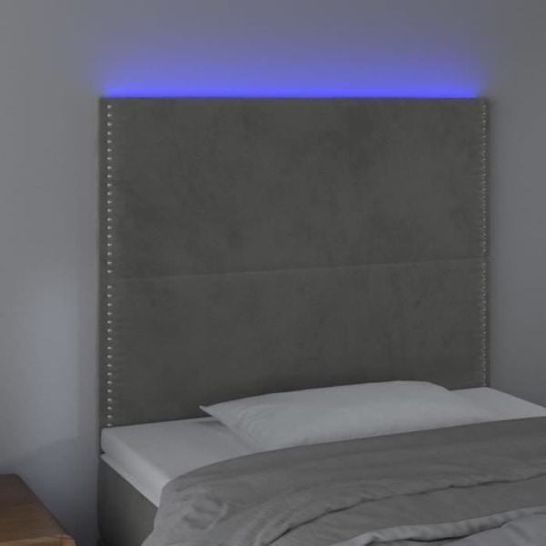 Hovedgavl til seng med LED-møbel 100 x 5 x 118/128 lys grå fløjl