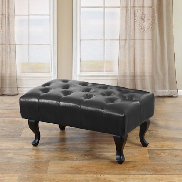 Barok stil taburet puff fodskammel 39 x 77 x 47 i sort syntetisk materiale