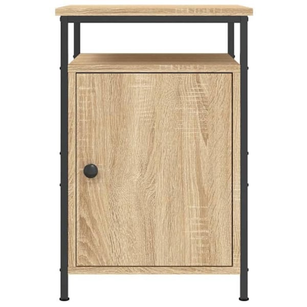 Sæt af 2 natborde med skab med dør 40 x 42 x 60 cm ingenieritræ i egetræsfarve og jern DEC035891 kastanj