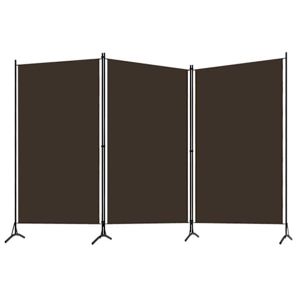 Separator for room divider 3 panels 260 x 180 cm in brown fabric and iron DEC030777 kastanj
