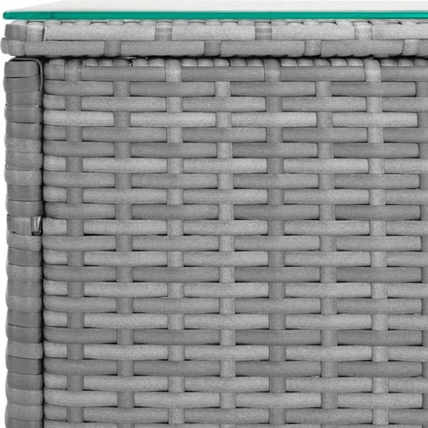 Bord för inomhus- eller utomhusbruk 40 x 37 x 40,5 cm polyrotin grå och härdat glas DEC032438 Grå