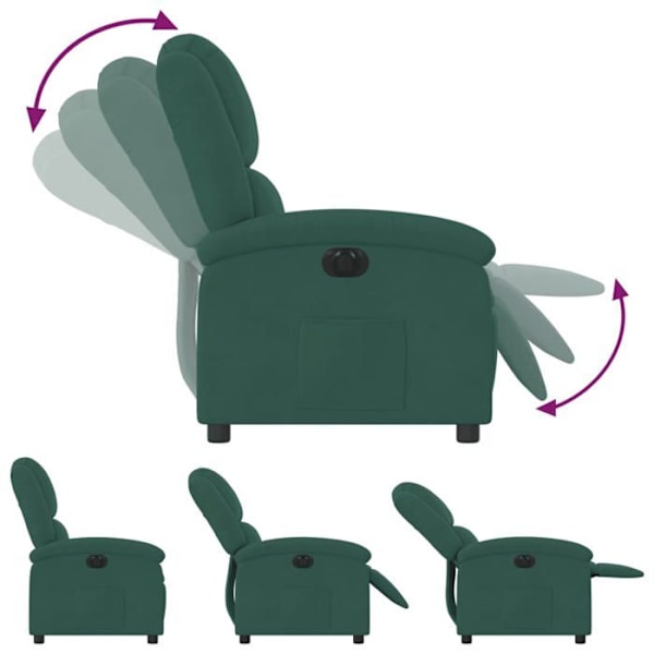 Fauteuil relax TV med elektrisk vippefunktion, meget komfortabel i mørkegrønt fløjlsstof DEC028611 Guld