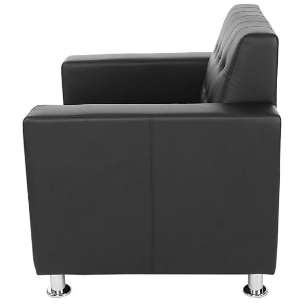 Lounge fåtölj för väntrum i svart syntetmaterial, metallben 04_0003124 Metall