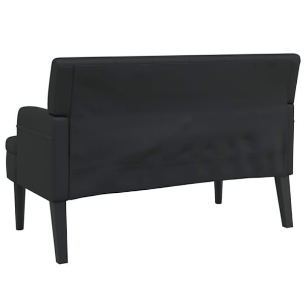 Bænksæde med ryg i sort PVC, 112 x 65,5 x 75 cm, ben i træ DEC024655 kastanj