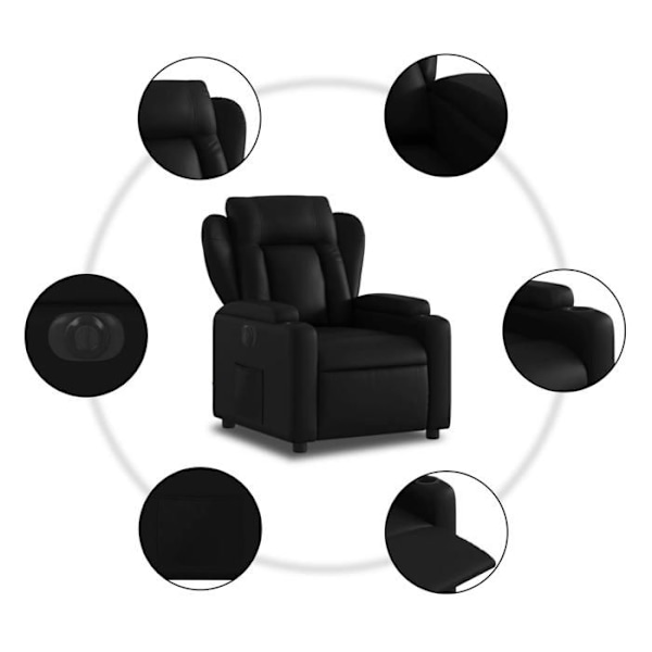 Soffa med TV-lutningsfunktion, elektrisk, mycket bekväm i svart PVC DEC028473 Svart