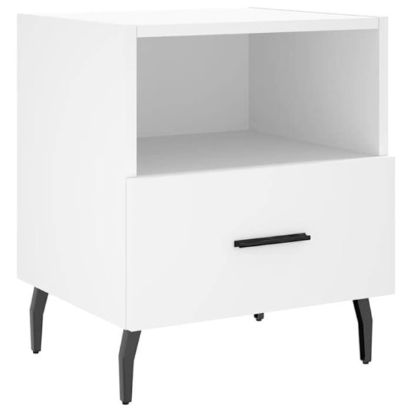 Sæt med 2 natborde med skuffe og åbent rum 40 x 35 x 47,5 cm hvidt ingeniørtræ DEC034920 Vit