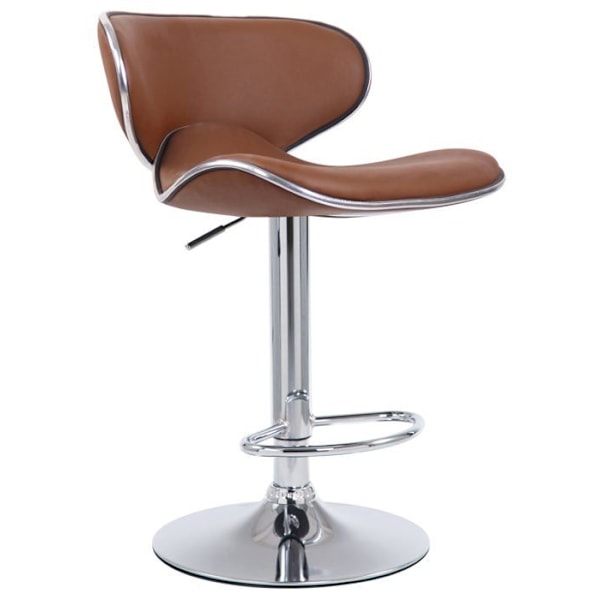 Set med 2 snurrbara barstolar i modernt design i ljusbrun PVC med stöd i kromat metall 10_0004264 kastanj