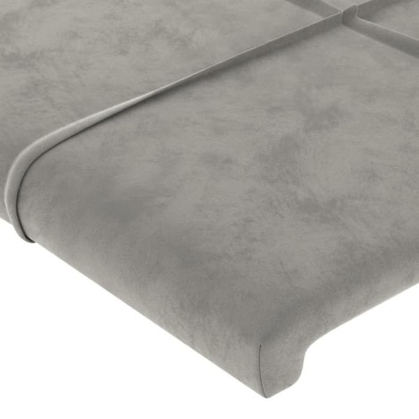 Hovedgavl til seng, tilbehør til soveværelse, møbel med sidekant 103 x 16 x 78/88 lys grå velour