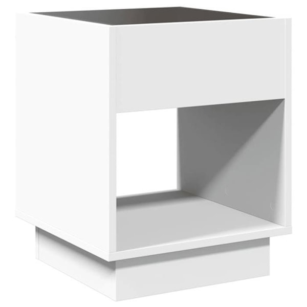 Natsbord med LED-spejl og opbevaringsrum 40 x 40 x 50 cm hvidt ingeniørtræ og glas DEC033127 Vit