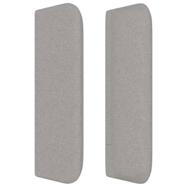 Hovedgavl til seng, møbel med polstring og sidekant 183 x 16 x 78/88 lys grå stof