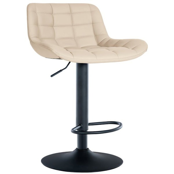 Barstol x1 sort metalkonstruktion sort sæde i creme PVC med stikninger 10_0005444 Grädde