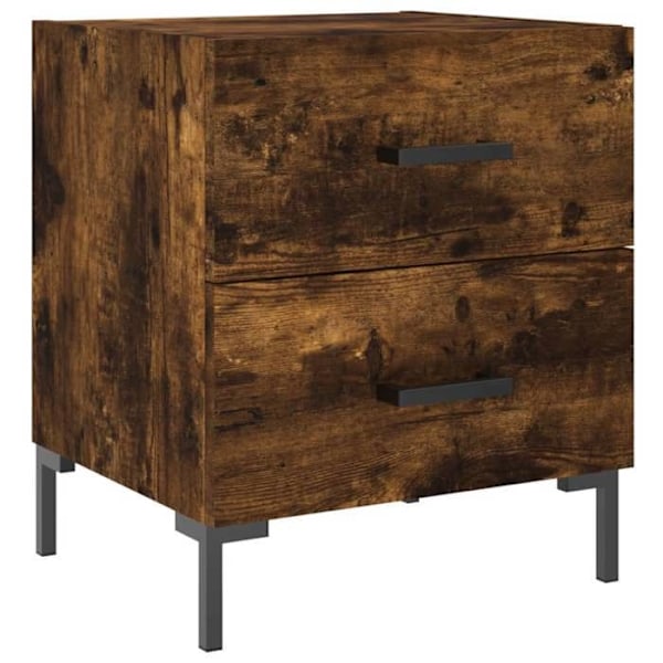 Sæt med 2 natborde med to skuffer 40 x 35 x 47,5 cm brunt ingeniørtræ og jern DEC035814 kastanj