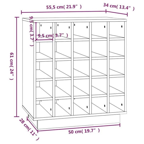 Vinäger för upp till 25 flaskor 55,5 x 34 x 61 cm i furu DEC024422 kastanj