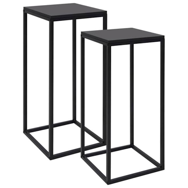 Sæt med 2 sideborde til sofa, planteholder i sort stål DEC031314 Svart
