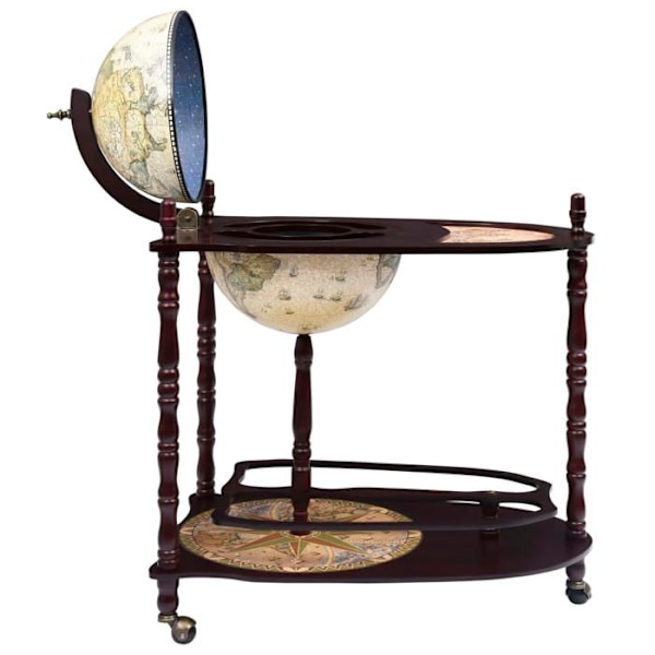 Globe bar stöd för vin självständigt glob eucalyptus trä grön och brun 70 x 45 x 88 cm DEC024446 kastanj