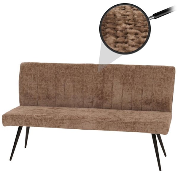 Matbordsoffa - Ej specificerad - 160 cm - Brunt chenilletyg - Metall - 3 platser kastanj