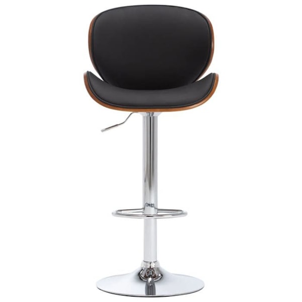 Barstol x1 høj stol i retro design i sort PVC, buet træ og metal DEC029513 kastanj