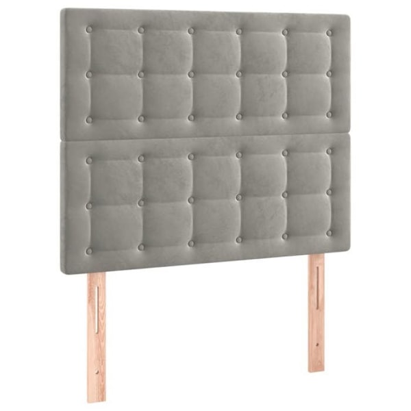 Hovedgavl til seng med LED-møbel 100 x 5 x 118/128 cm i lys grå fløjlsstof TDL0201460
