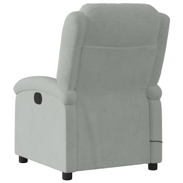 Fauteuil relax TV, hældbar elektrisk massage stol, meget komfortabel i lys grå velour DEC028299 Grå