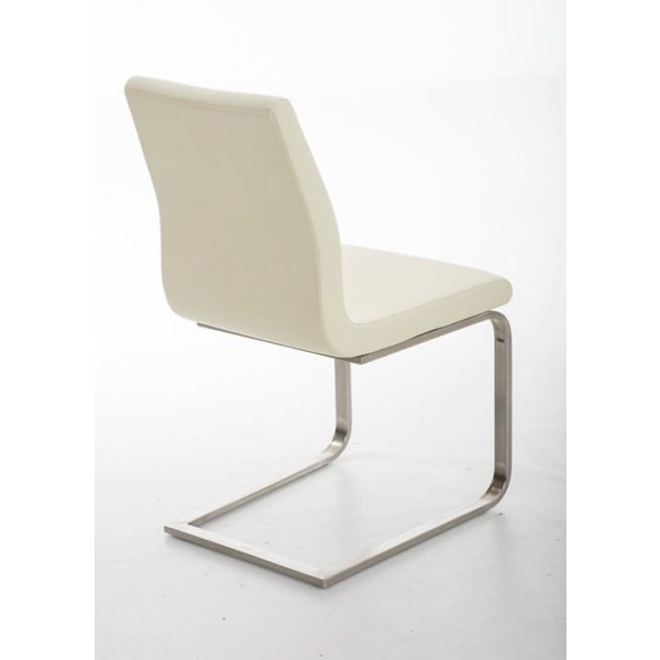 Stol til spisestue x1 moderne design i creme PVC med støtte i rustfrit stål 10_0001990 Grädde