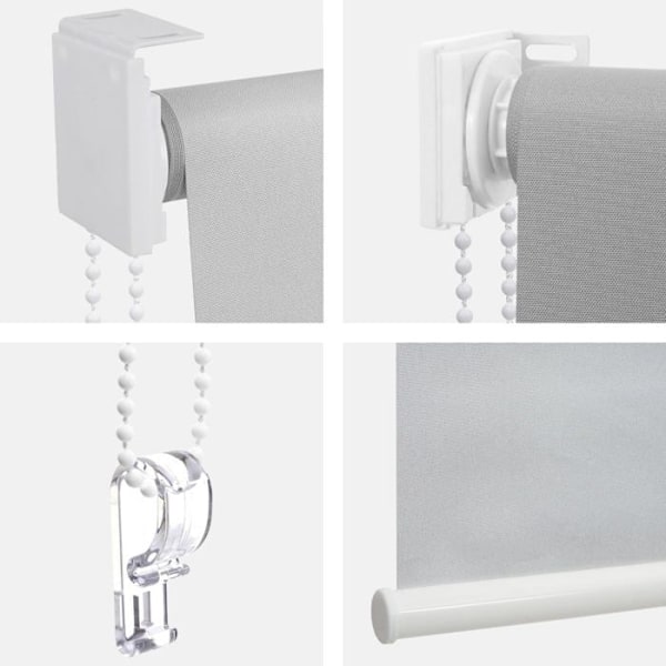 Set med 2 rullgardiner för fönster med monteringskit 120 x 230 cm solskydd ogenomskinlig grön/vit 04_0007441 Vit