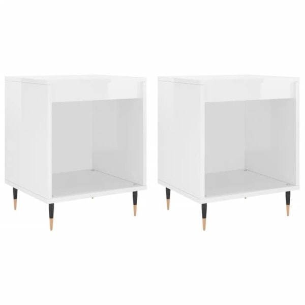 Sæt med 2 natborde med åbent rum 40 x 35 x 50 cm hvidt ingeniørtræ DEC035006 Vit