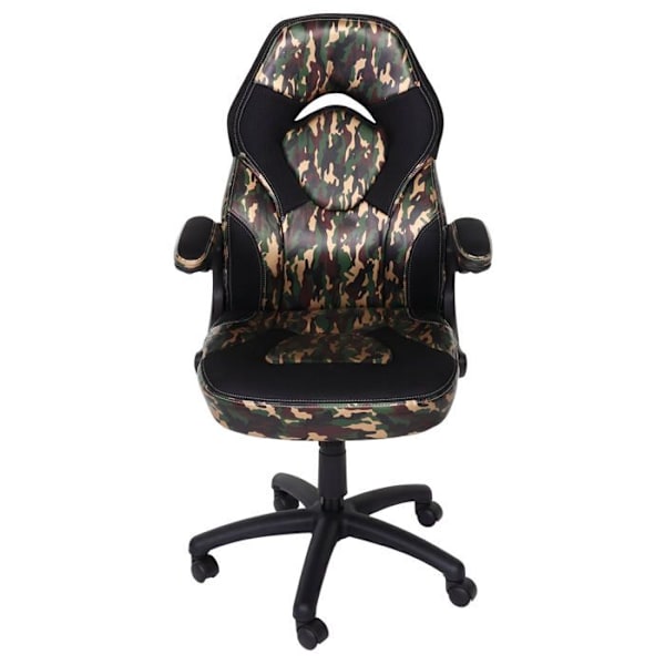 Drejebar kontorstol med sammenklappelige armlæn i PVC, farve camouflage sort 04_0006225 Svart