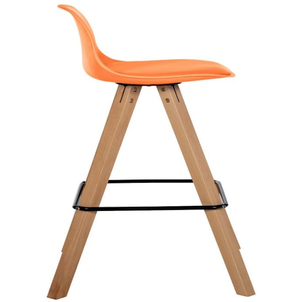 Barstool x1 jalkatuki skandinaavinen tyyli muovista ja PVC:stä oranssi vaalean puun rakenne neliö 10_0004625 kastanj