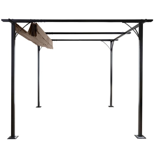 Pergola med skjutbart tak trädgårdspaviljong stabil struktur 6cm + skjutbart tak 3x3m brun taupe 04_0004115 kastanj