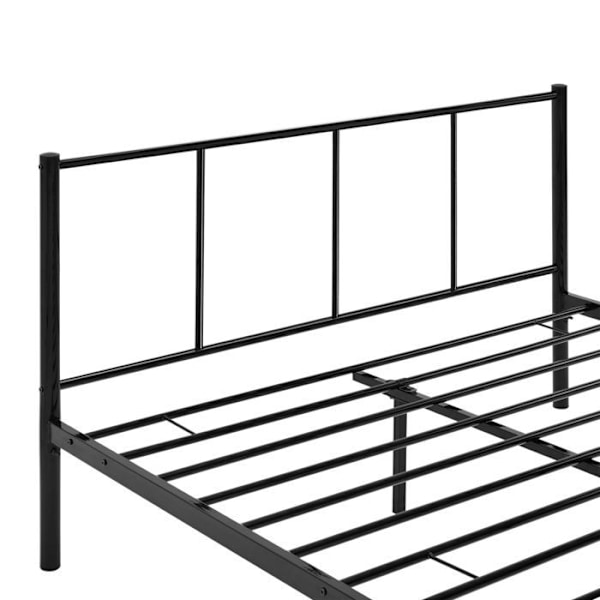 Seng til voksne i metal med metalbunde, struktur i sort stål 140 x 200 cm 03_0002693 Metall